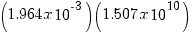 (1.964 x 10^-3)(1.507 x 10^10)